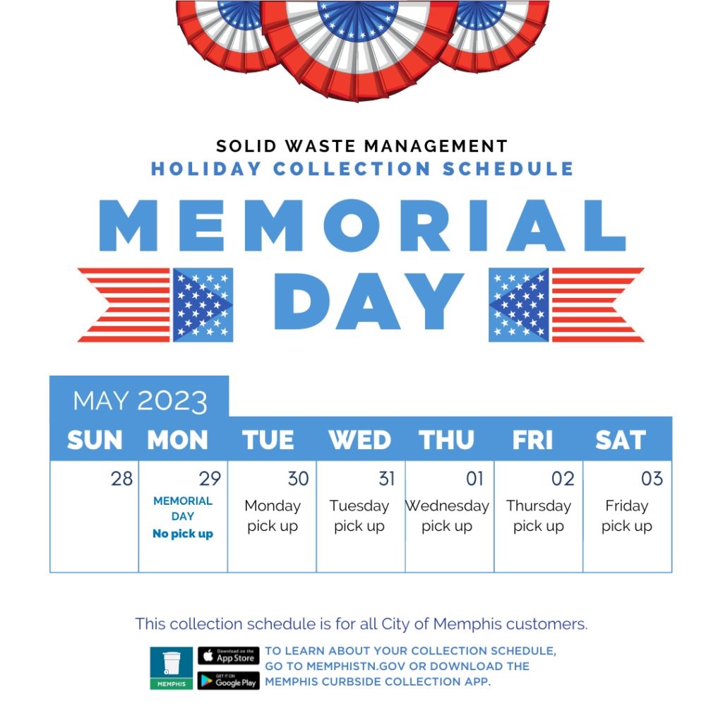 Memorial Day Solid Waste Pickup Schedule Delayed One Day